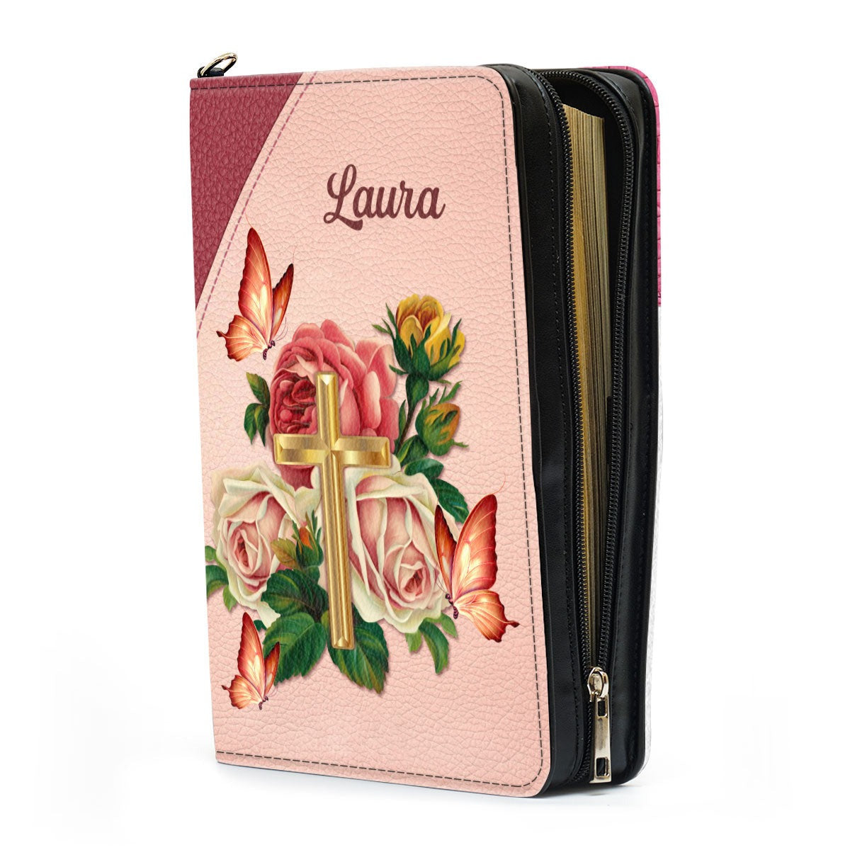 Rose Leather Bible Case - Church, Personalized Bible Cover, Christian Gift, Bible Covers Jesus Gifts